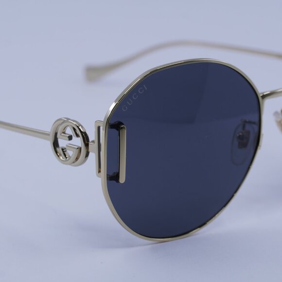 Gucci GG1206SA 002 Sunglasses Gold Round Frame, Grey Lenses - Picture 2 of 11